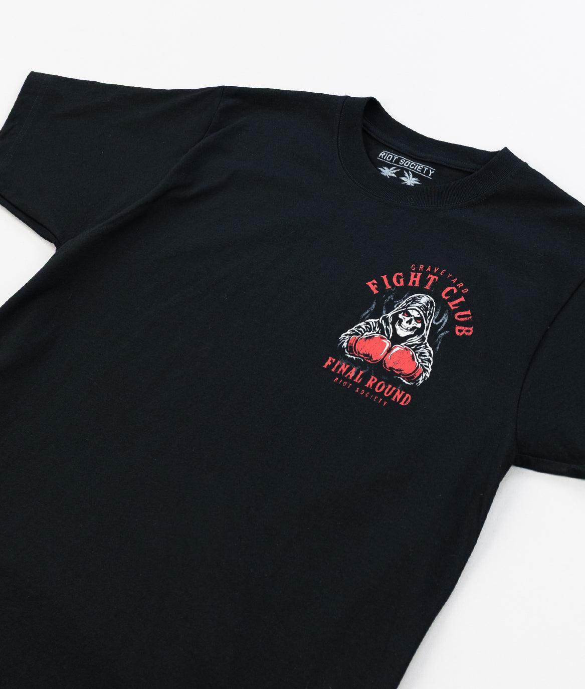 Reaper Graveyard Fight Club Heavyweight Boxy Mens T-Shirt - Jet Black - - Riot Society