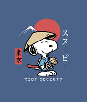 Peanuts Snoopy & Woodstock Samurai Mens T-Shirt - Indigo - - Riot Society