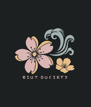 Dragon Cherry Blossoms Puff Boyfriend Tee - Black - - Riot Society