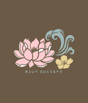 Koi Lotus Waves Puff Boyfriend Tee - Espresso - - Riot Society