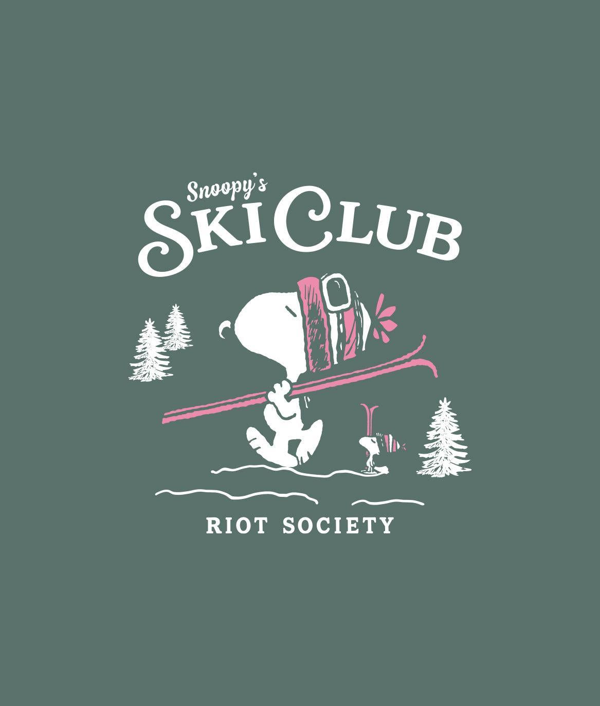 Peanuts Snoopy's Ski Club Puff Boyfriend Tee - Blue Spruce - - Riot Society