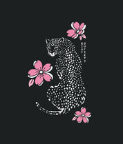 Leopard Cherry Blossoms Puff Boyfriend Tee - Black - - Riot Society