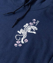 Tiger Cherry Blossoms Puff Womens Hoodie - Navy - - Riot Society
