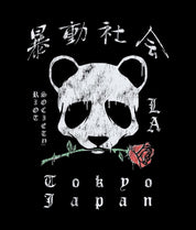 Panda Rose Distressed Mens Long Sleeve T-Shirt - Black - - Riot Society