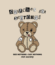 Snitches Get Stitches Teddy Mens Hoodie - - Riot Society