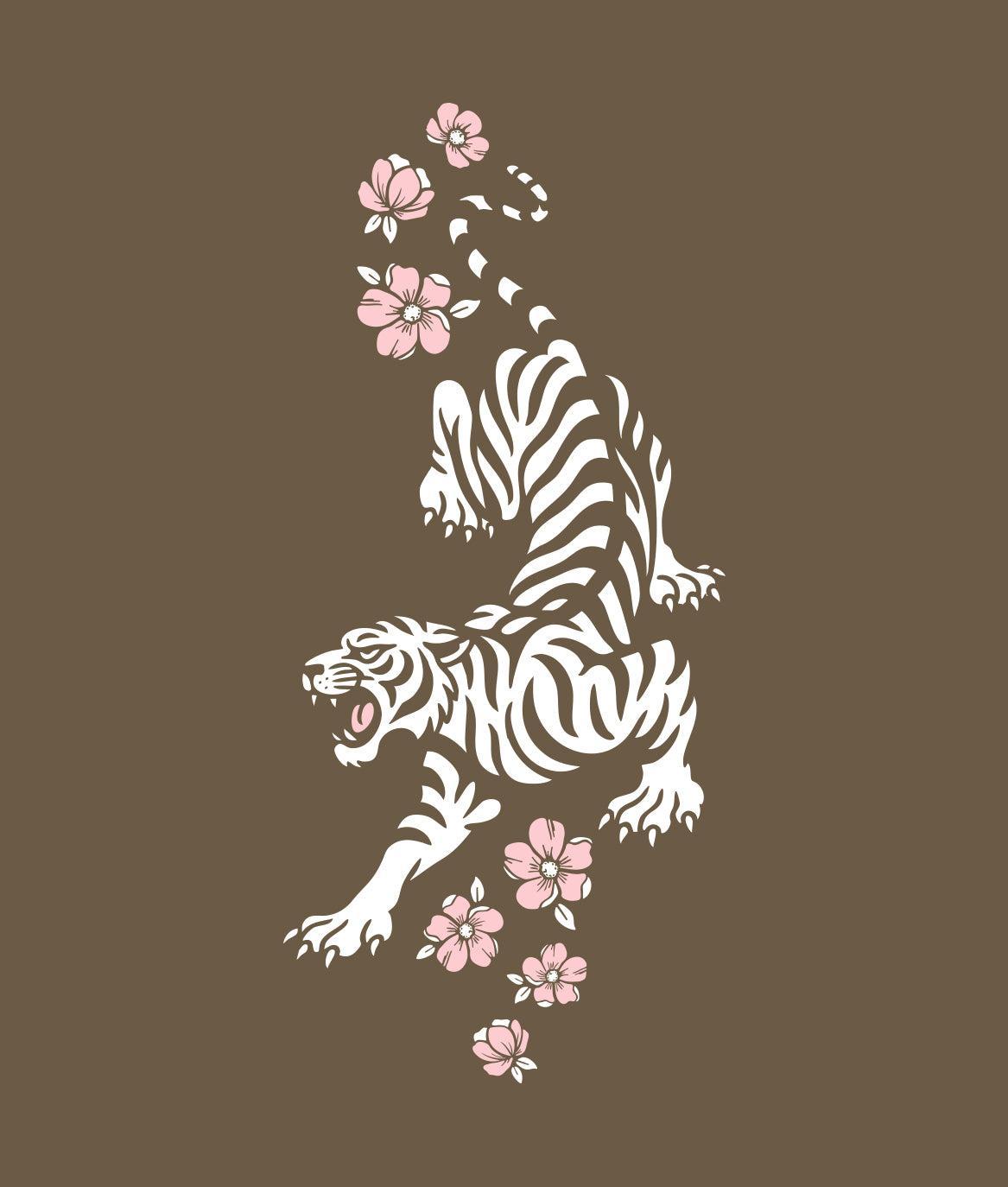 Tiger Cherry Blossoms Puff Womens Sweatpants - Brown - - Riot Society