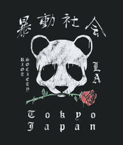 Panda Rose Distressed Premium Wash Mens T-Shirt - - Riot Society