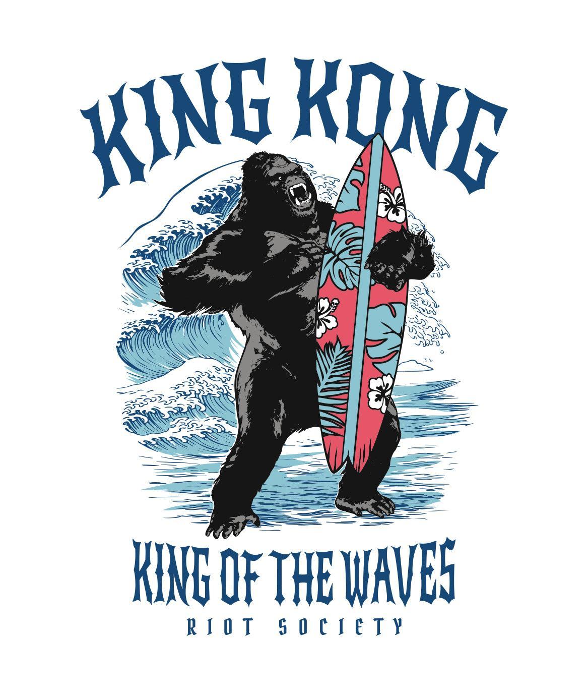 King Kong King of the Waves Heavyweight Boxy Mens T-Shirt - White - - Riot Society