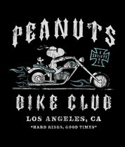 Peanuts Snoopy Bike Club Distressed Heavyweight Boxy Mens T-Shirt - Jet Black - - Riot Society