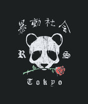 Panda Rose Distressed Premium Wash Mens T-Shirt - - Riot Society