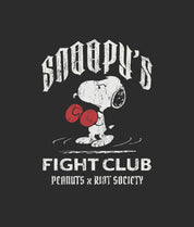 Peanuts Snoopy's Fight Club Undefeated Distressed Heavyweight Boxy Mens T-Shirt - Vintage Black - - Riot Society