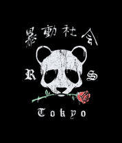 Panda Rose Distressed Mens Long Sleeve T-Shirt - Black - - Riot Society