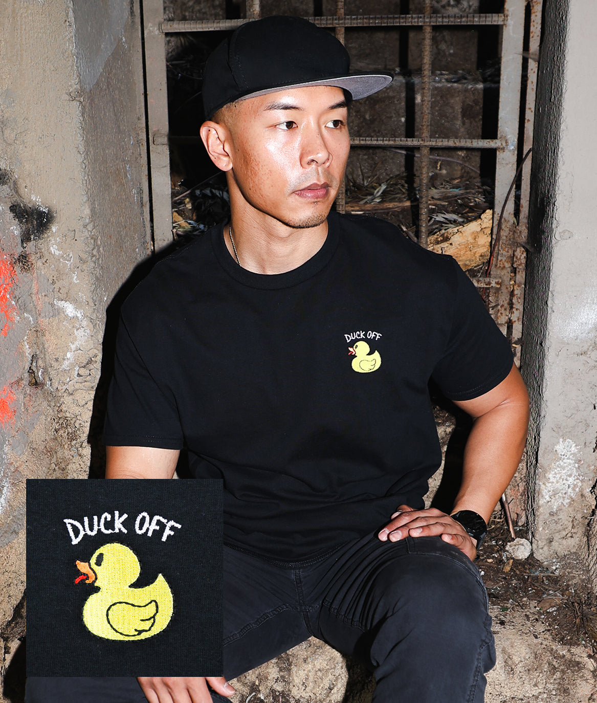 Duck Off Embroidered Mens T-Shirt