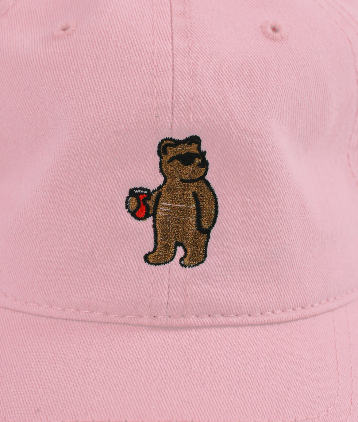 Riot Bear Embroidered Dad Hat - Pink
