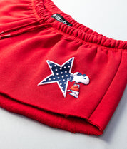 Peanuts Snoopy USA Womens Puff Shorts - Red