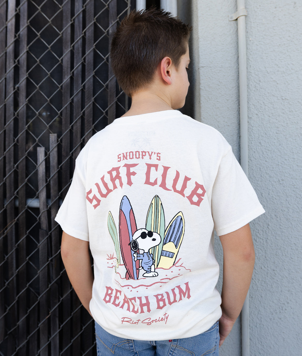 Peanuts Snoopy & Woodstock Surf Club Boys Tee - Natural