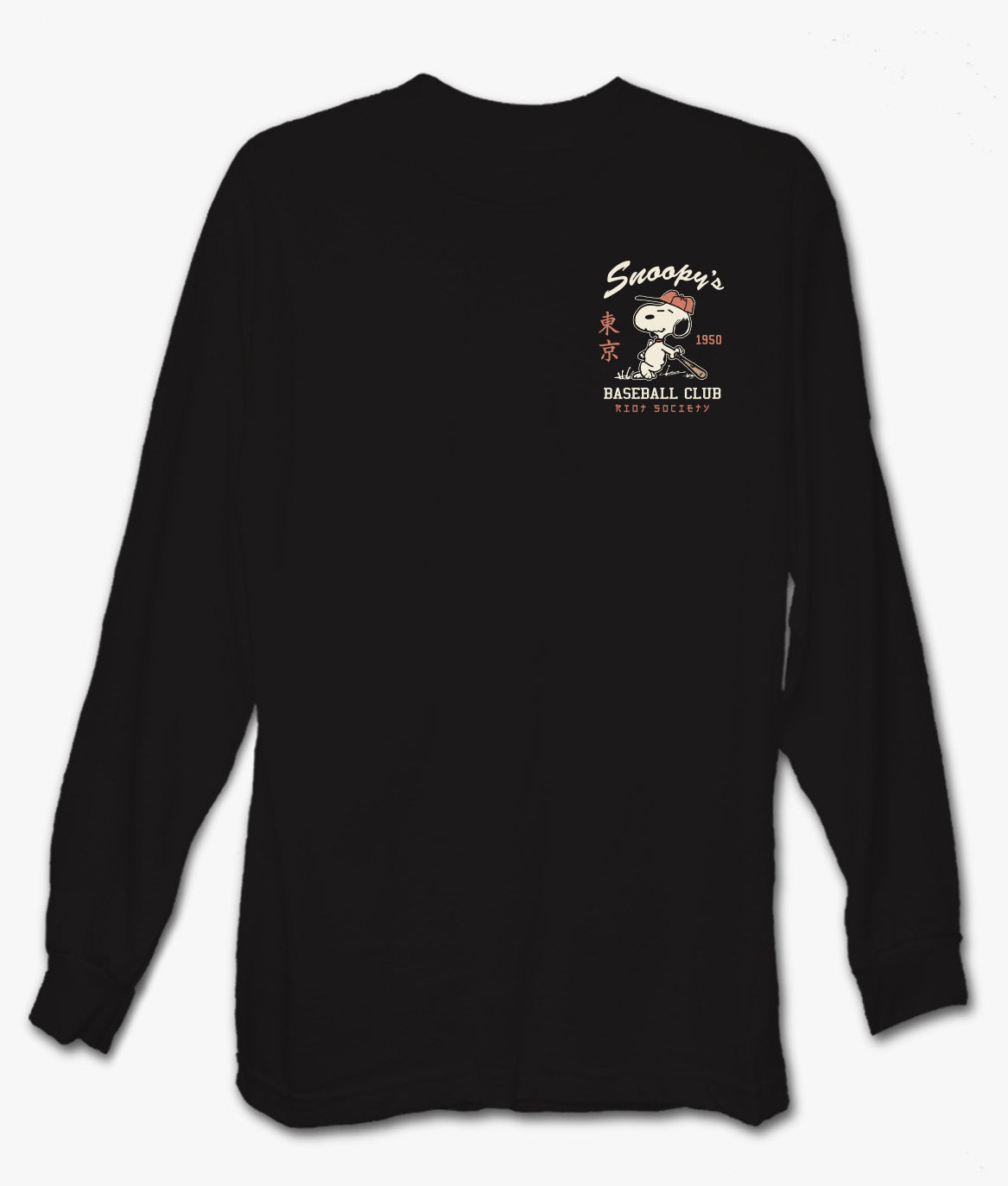 Peanuts Snoopy's Baseball Club Mens Long Sleeve T-Shirt