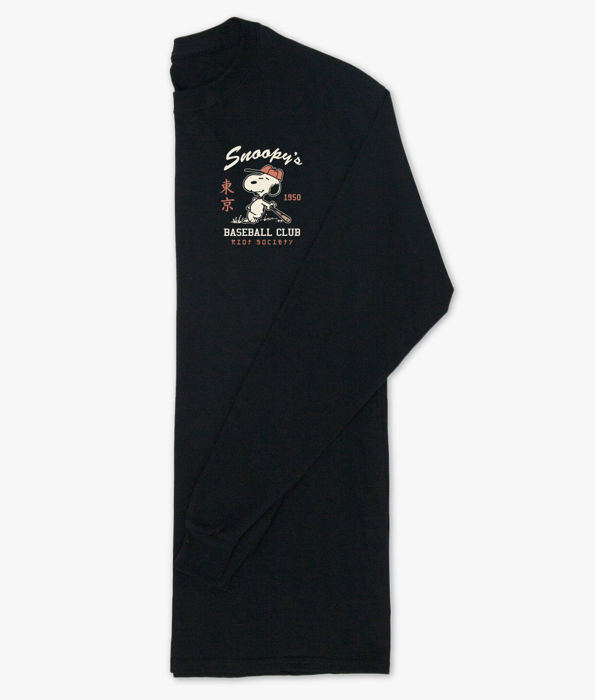Peanuts Snoopy's Baseball Club Mens Long Sleeve T-Shirt