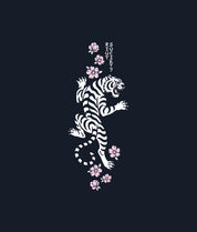 Tiger Cherry Blossoms Girls Tee - Navy