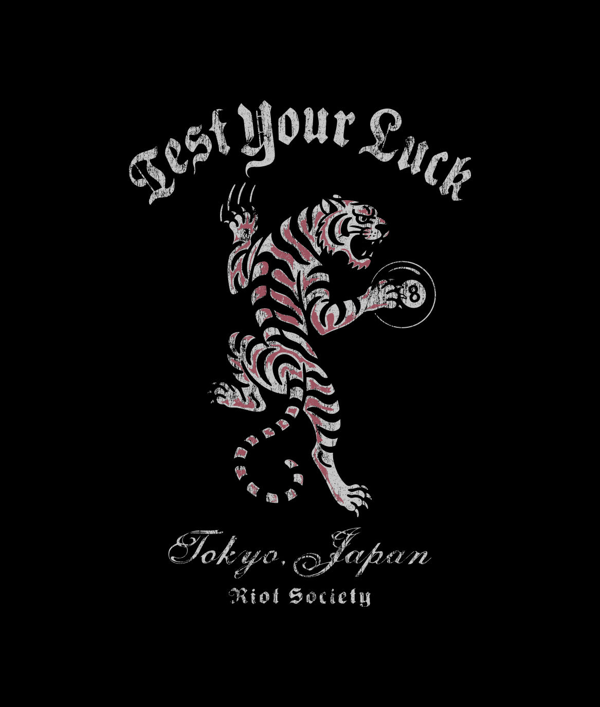Japan Test Your Luck Tiger Boys Tee - Black
