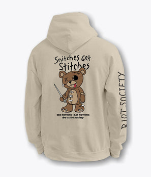 Dro x Riot Society Snitches Get Stitches Mens Hoodie - S - Riot Society