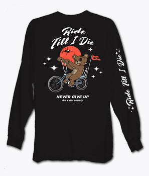 Dro x Riot Society Ride Till I Die Mens Long Sleeve T-Shirt - S - Riot Society