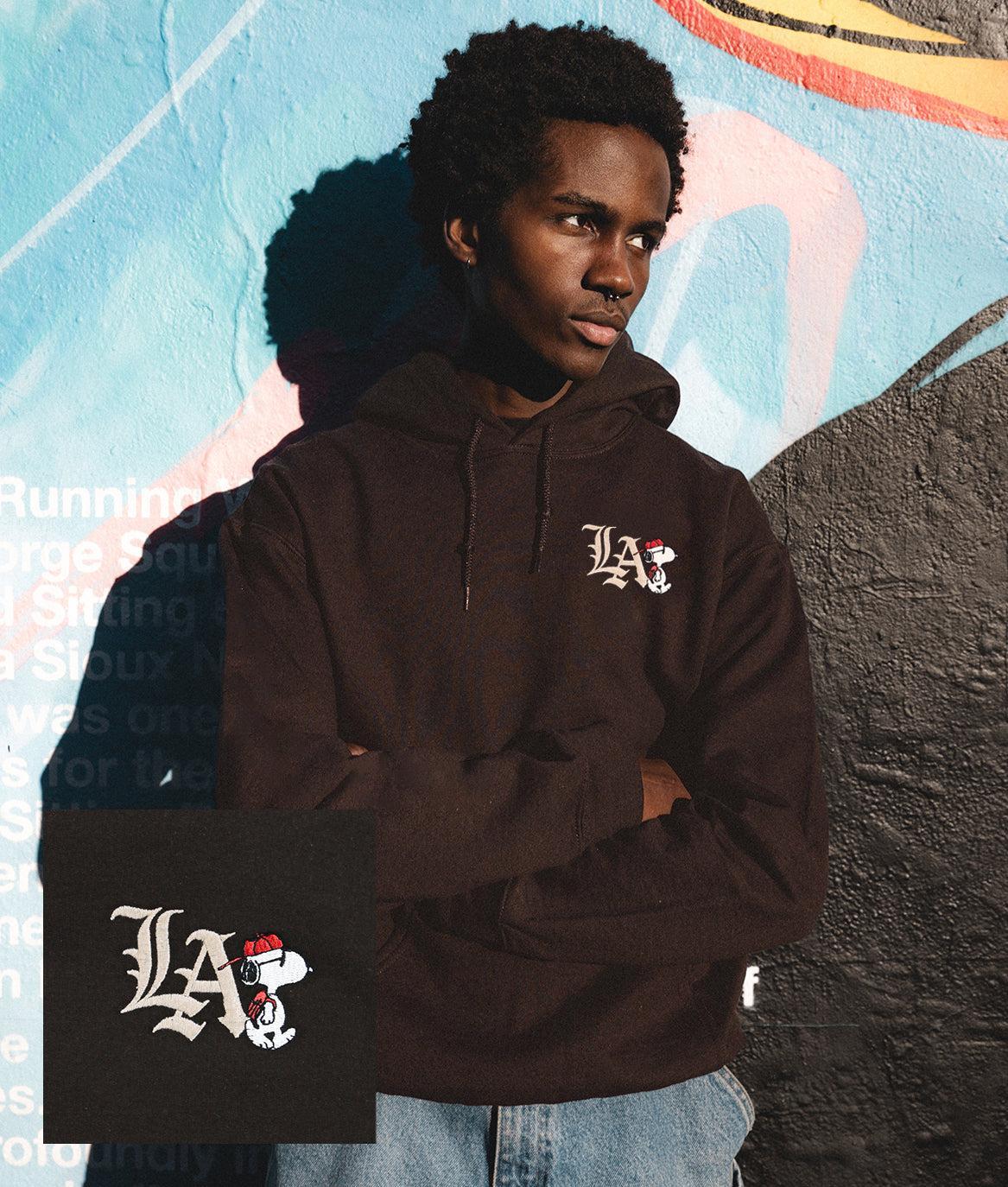 Peanuts Snoopy LA Urban Embroidered Mens Hoodie - S - Riot Society