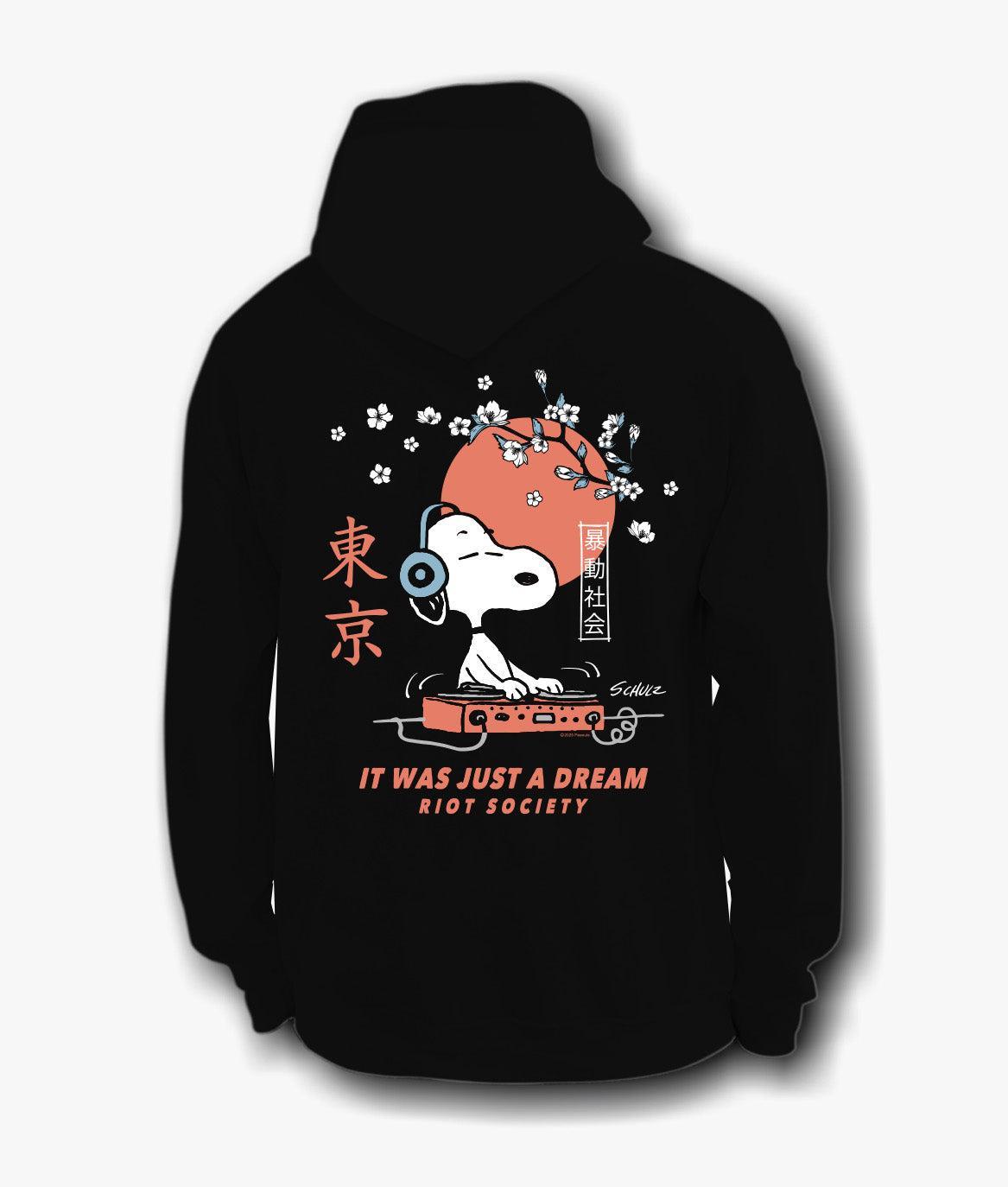 Peanuts Snoopy Japan DJ Mens Hoodie - Black - S - Riot Society
