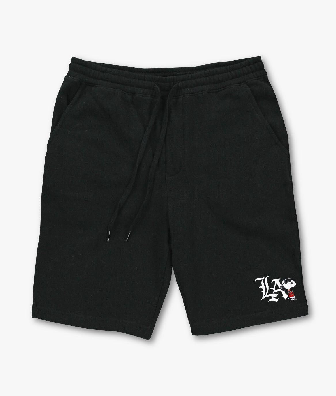 Peanuts Snoopy LA Chill Embroidered Mens Fleece Shorts - S - Riot Society