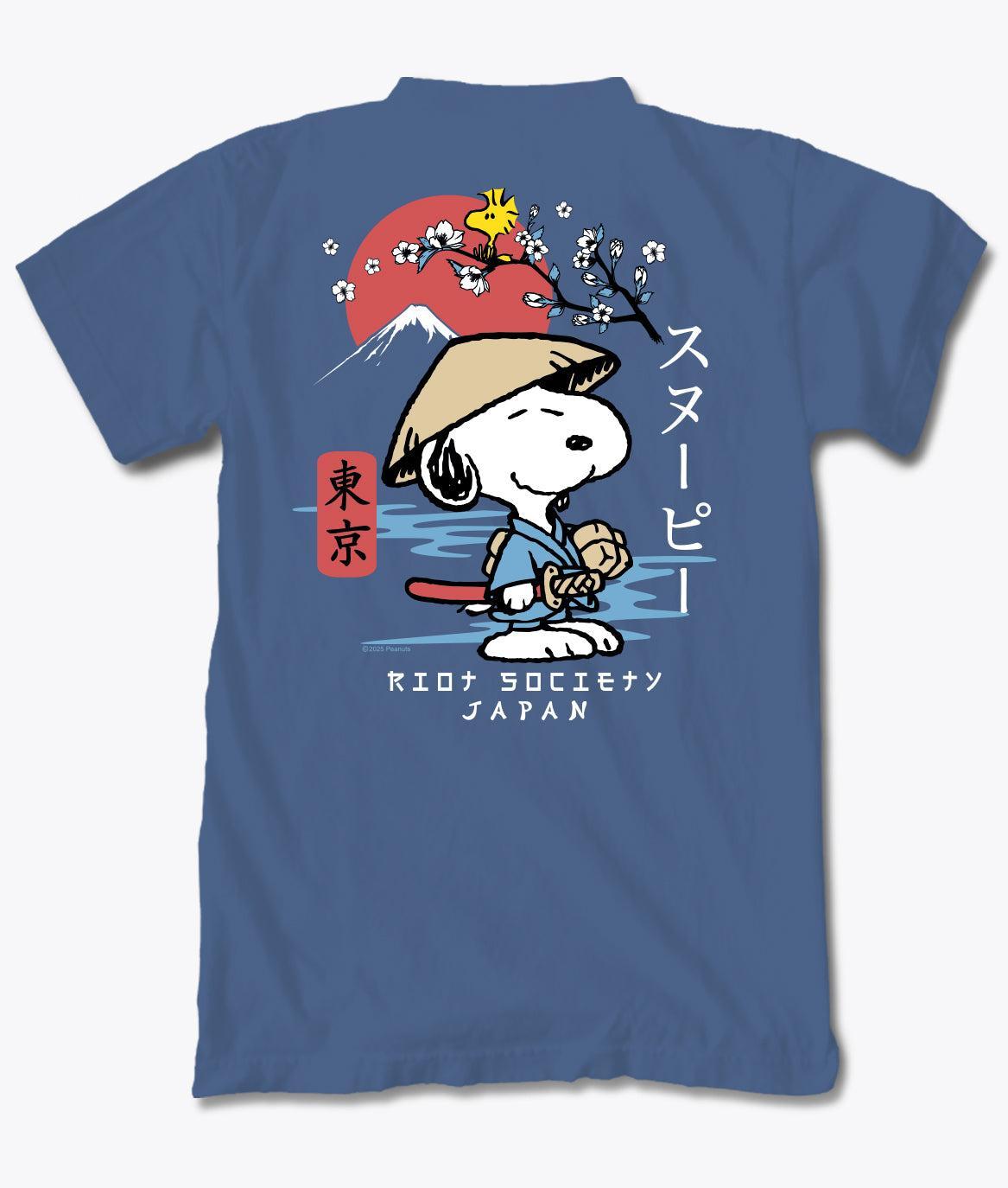 Peanuts Snoopy & Woodstock Samurai Mens T-Shirt - Indigo - S - Riot Society