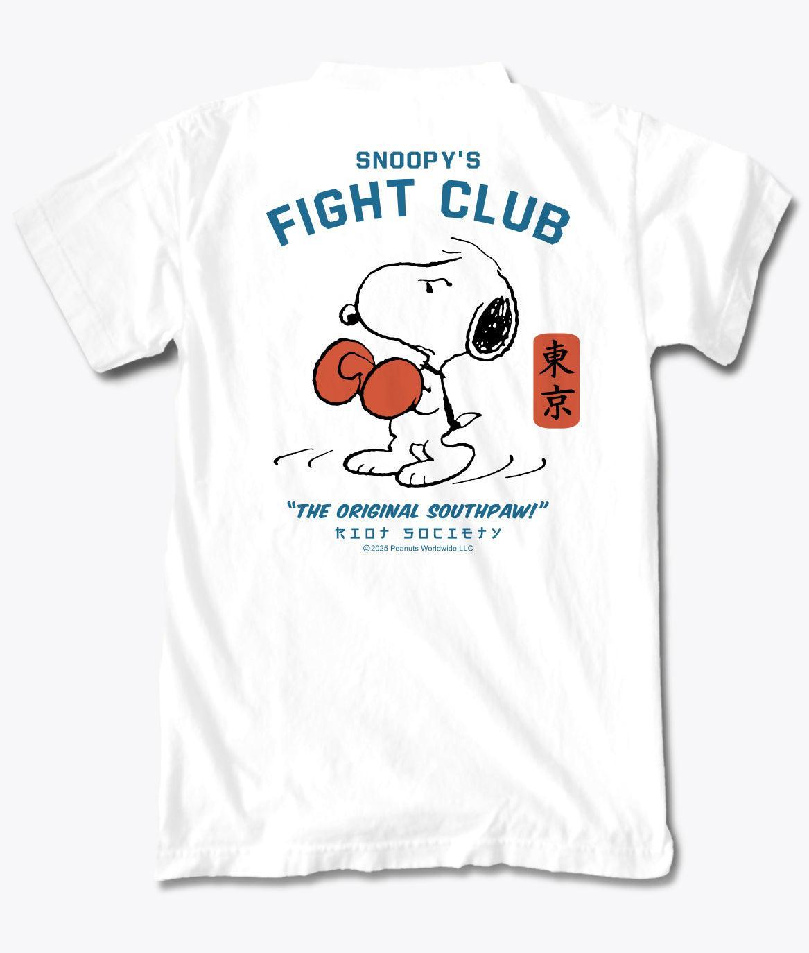 Peanuts Snoopy's Fight Club Mens T-Shirt - White - S - Riot Society