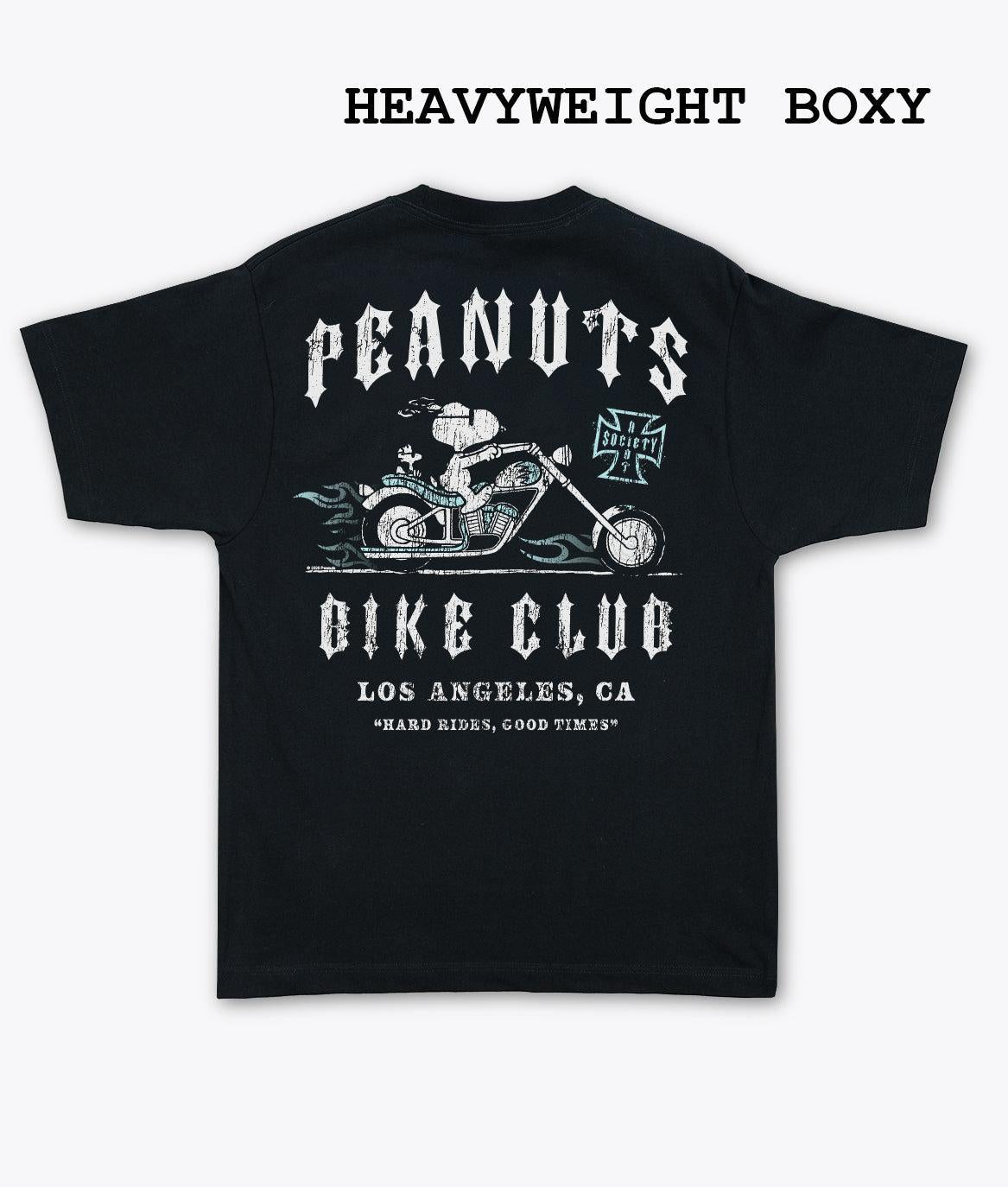 Peanuts Snoopy Bike Club Distressed Heavyweight Boxy Mens T-Shirt - S - Riot Society