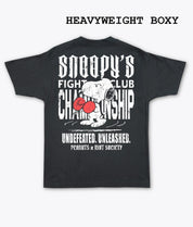 Peanuts Snoopy's Fight Club Undefeated Distressed Heavyweight Boxy Mens T-Shirt - Vintage Black - S - Riot Society