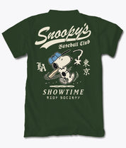 Peanuts Snoopy's Baseball Club Showtime Mens T-Shirt - Forest Green - S - Riot Society