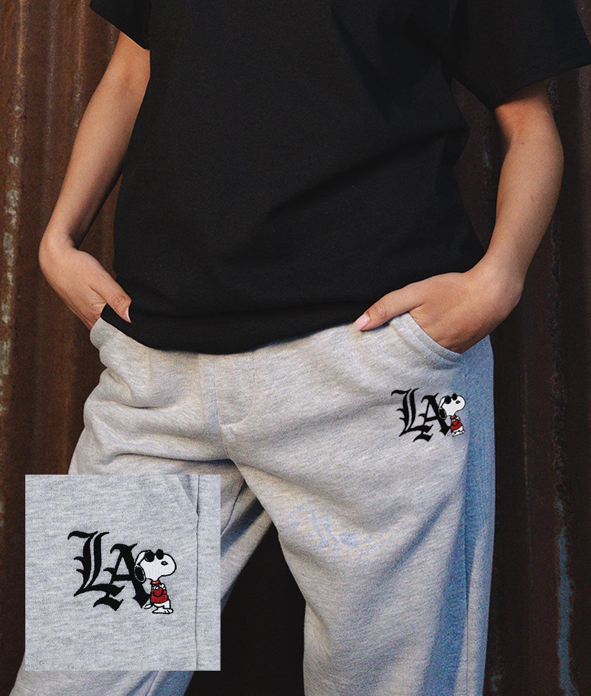 Peanuts Snoopy LA Chill Embroidered Unisex Joggers - S - Riot Society