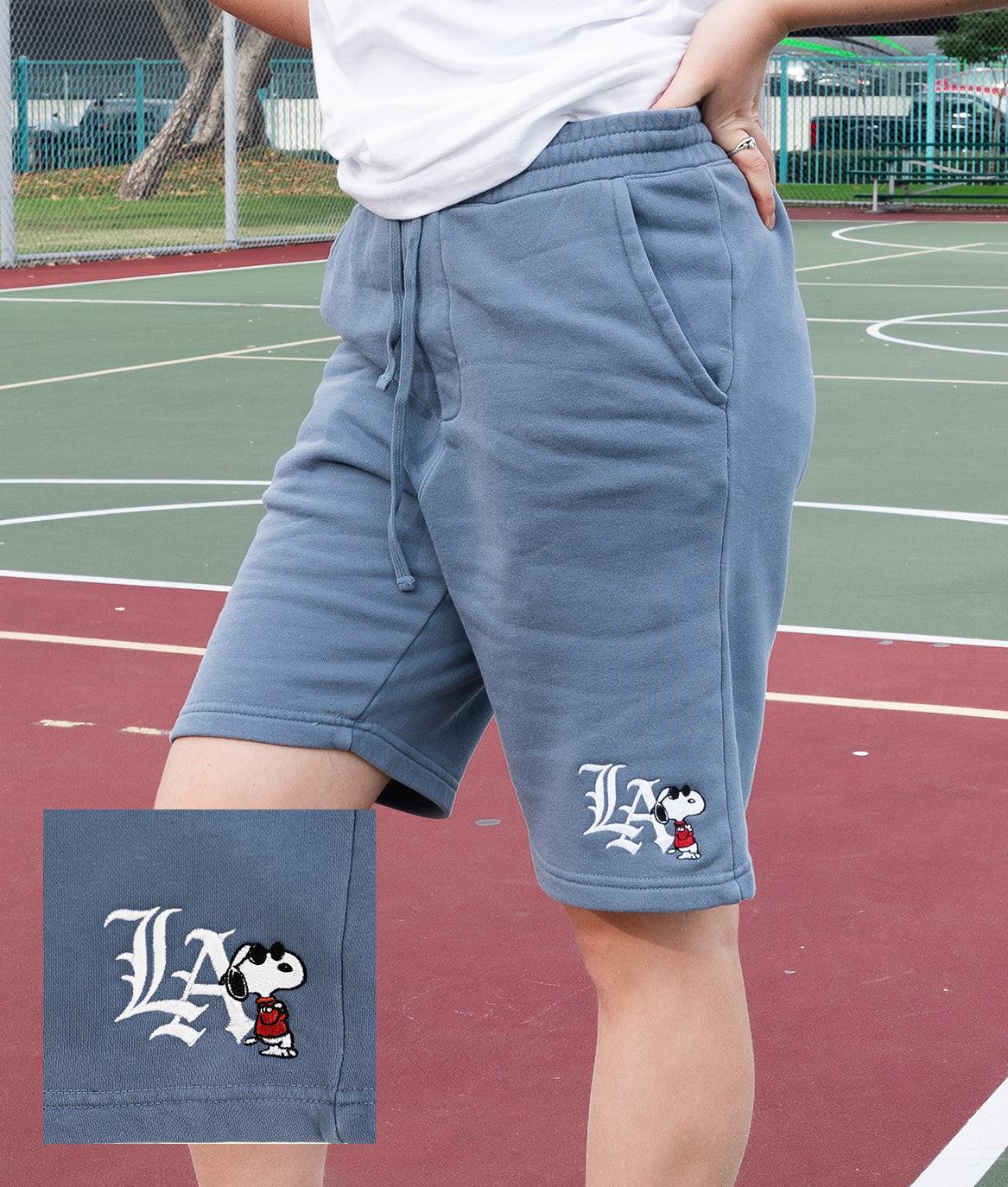 Peanuts Snoopy LA Chill Embroidered Unisex Fleece Shorts - S - Riot Society