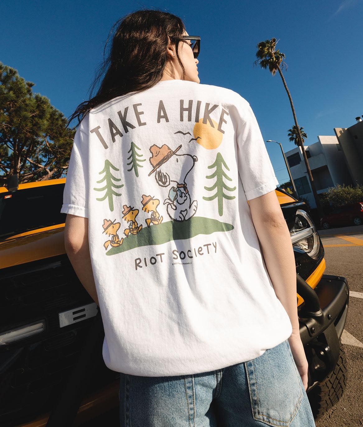 Peanuts Snoopy Take a Hike Boyfriend Tee - White - S - Riot Society