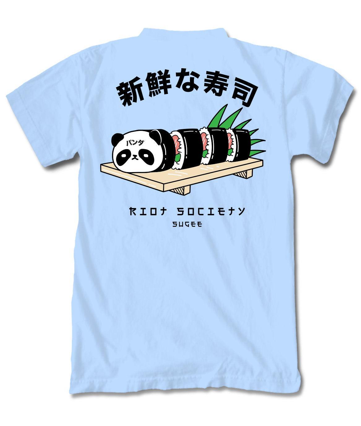 Sugee Panda Sushi Boys Tee - Light Blue - S - Riot Society
