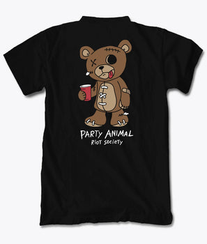 Party Animal Teddy Bear Boys Tee - S - Riot Society