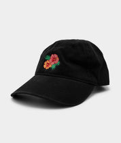 Hibiscus Embroidered Dad Hat - Black - OS - Riot Society