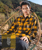 Skeleton Peace Embroidered Mens Premium Yarn-Dyed Long Sleeve Flannel Shirt - S - Riot Society