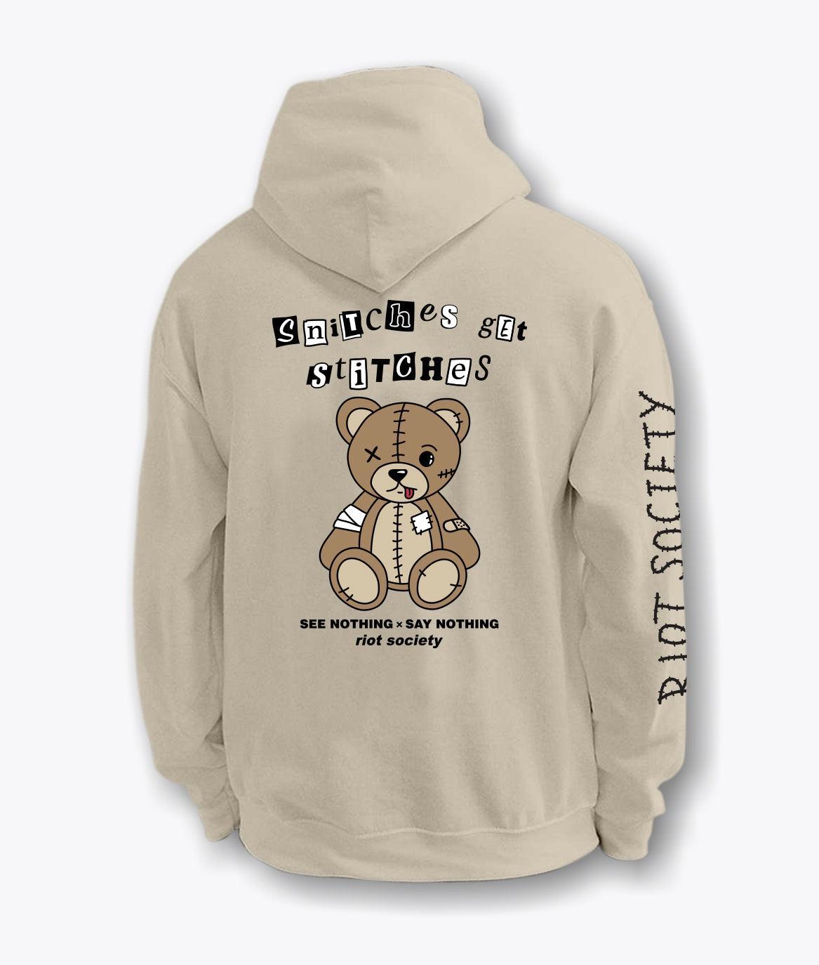 Snitches Get Stitches Teddy Mens Hoodie - S - Riot Society