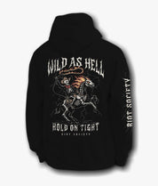Wild As Hell Skeleton Hold On Tight Mens Hoodie - Black - S - Riot Society