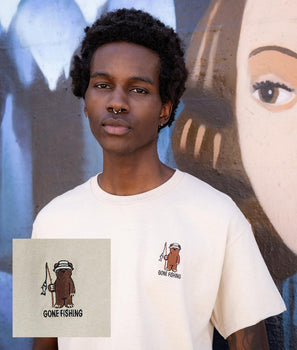 Gone Fishing Embroidered Mens T-Shirt - S - Riot Society