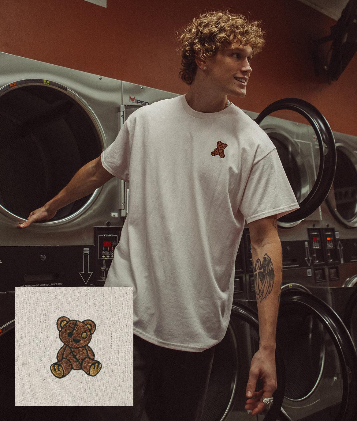 Teddy Bear Embroidered Mens T-Shirt - S - Riot Society