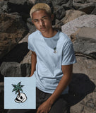 Palm Tree Skull Embroidered Mens T-Shirt - S - Riot Society