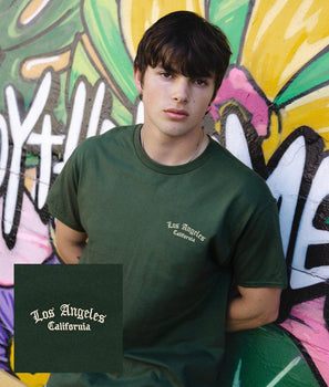 Los Angeles Embroidered Mens T-shirt - S - Riot Society