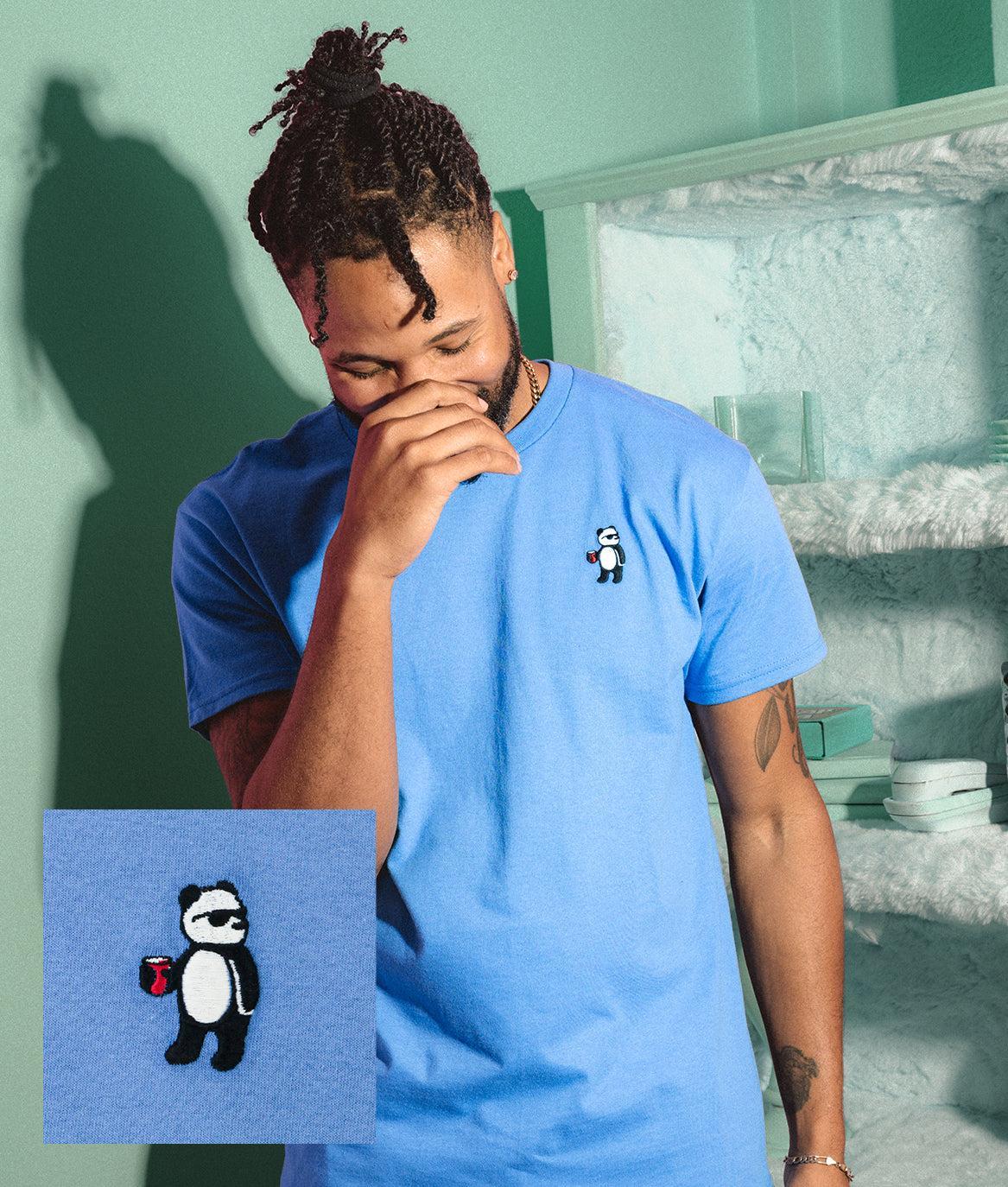 Panda Bear Embroidered Mens T-Shirt - S - Riot Society