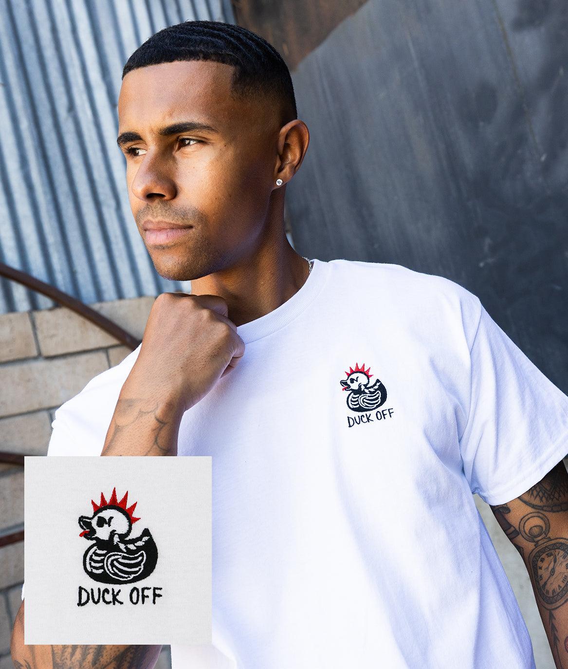 Duck Off Duck Embroidered Mens T-Shirt - S - Riot Society