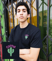 Neon Cactus Embroidered Mens T-Shirt - S - Riot Society